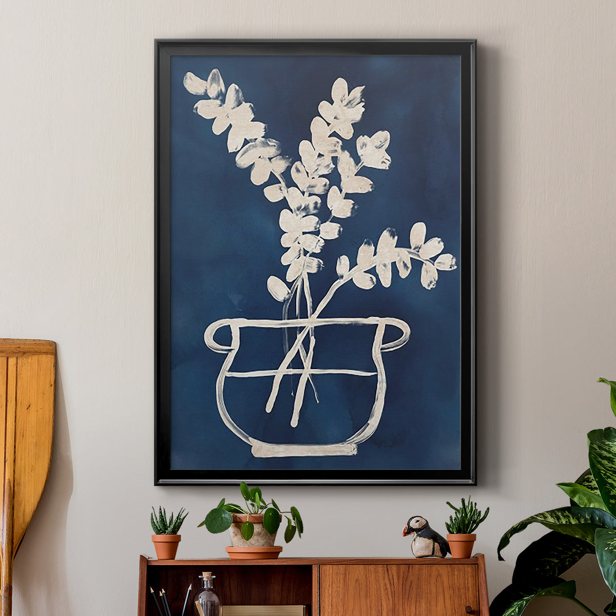 Vessel on Indigo II - Modern Framed Canvas Print