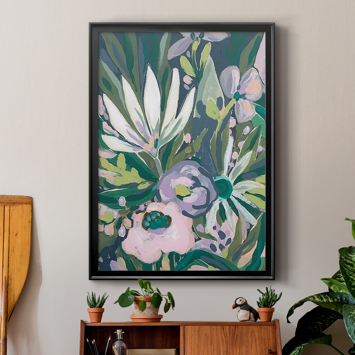 Purple Jungle Garden I - Modern Framed Canvas Print