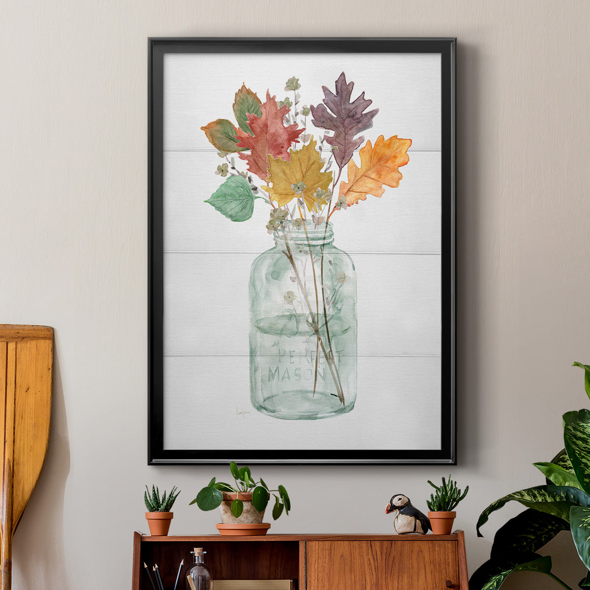 Harvest Home Leaves II - Modern Framed Canvas Print