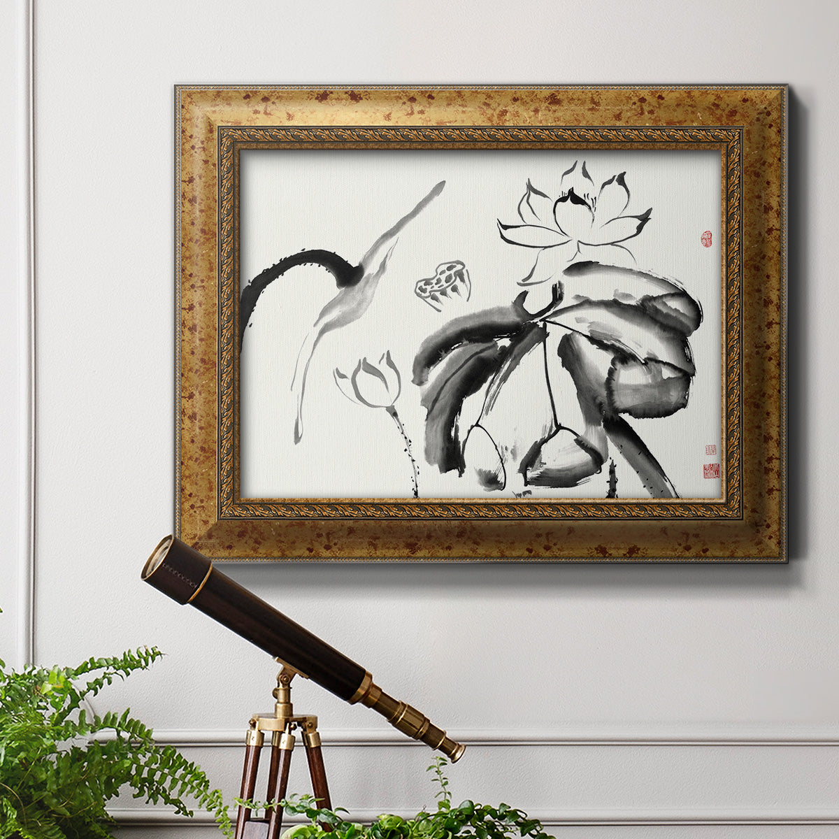 Lotus Study III Premium Framed Canvas- Ready to Hang