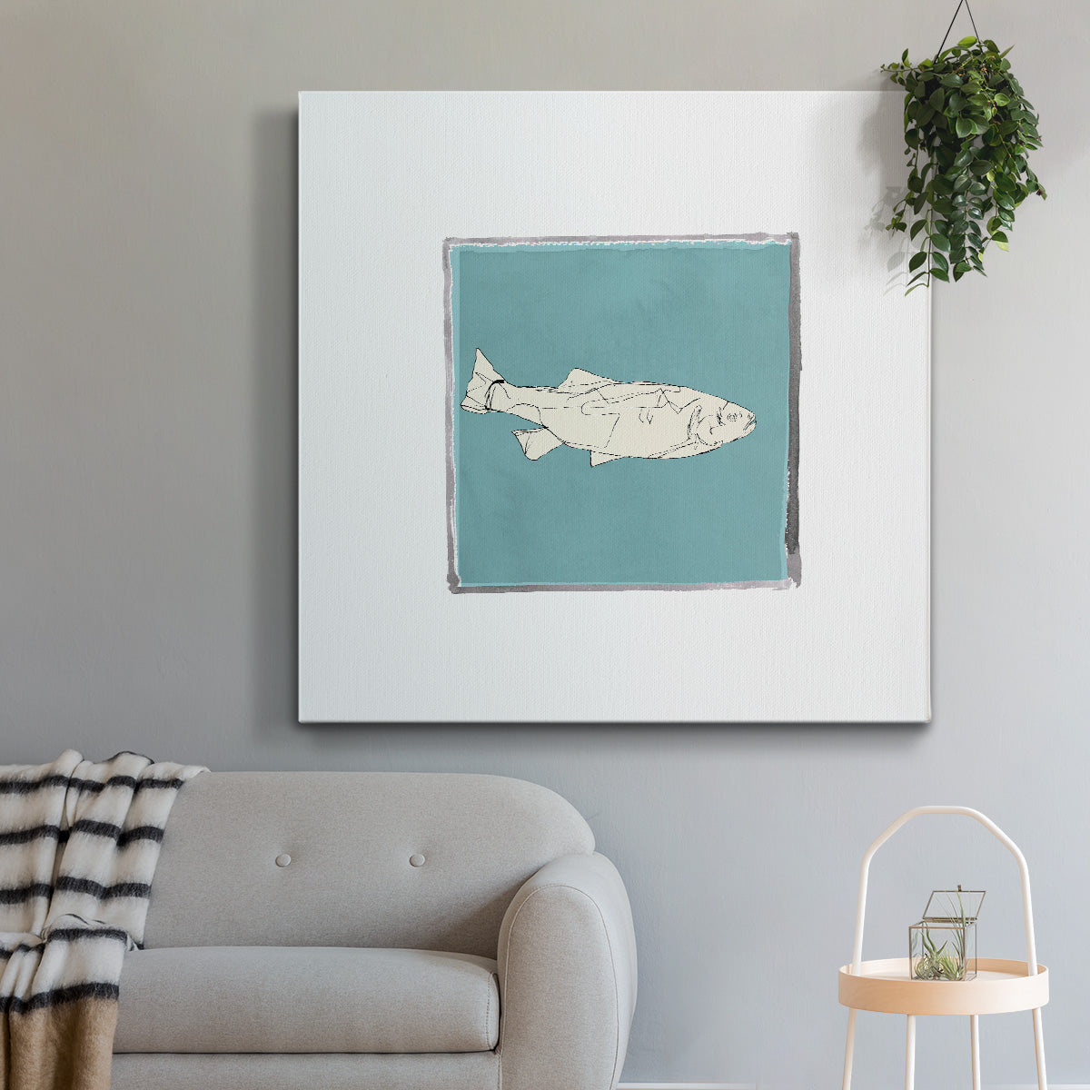 Block Print Fish VIII-Premium Gallery Wrapped Canvas - Ready to Hang