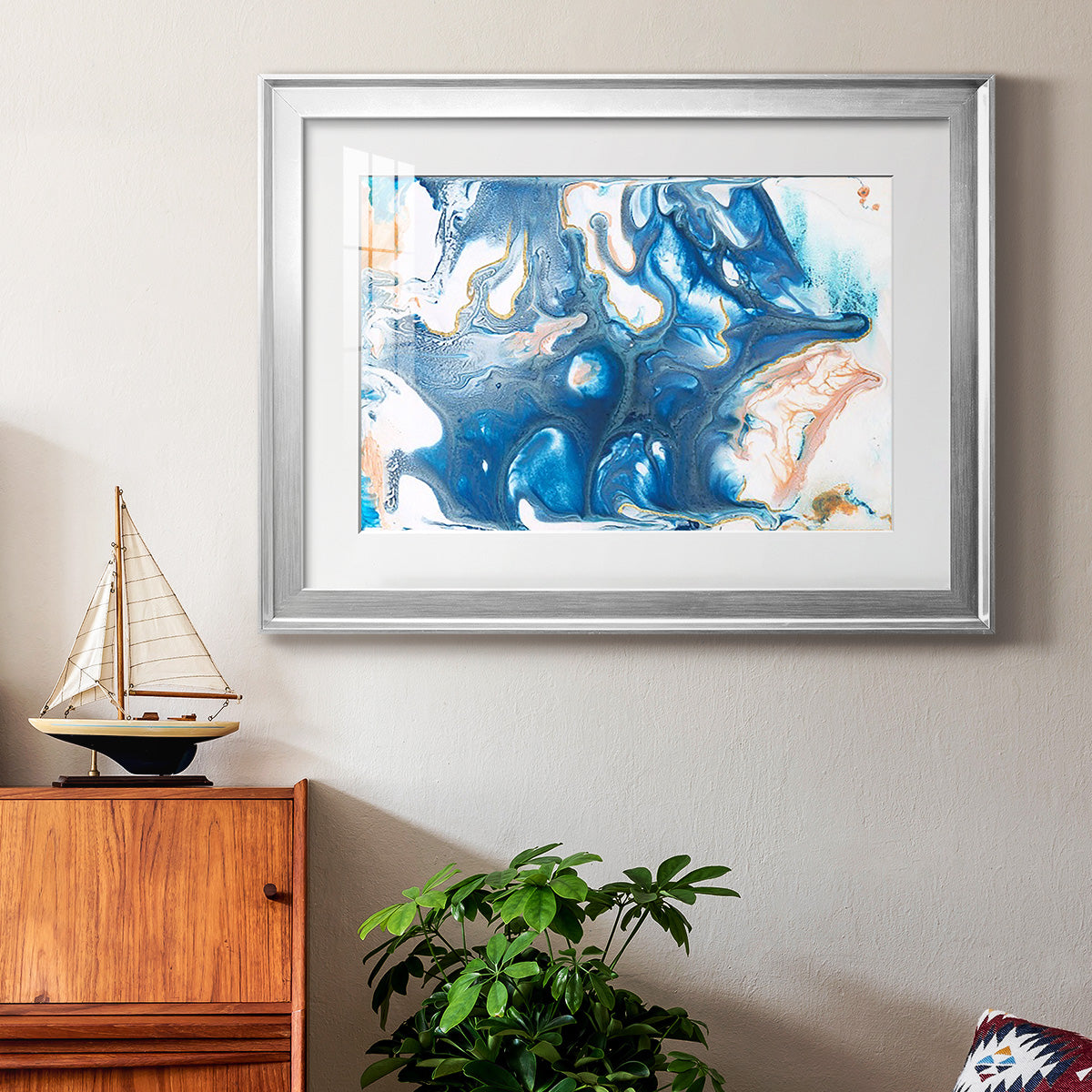 Dancing Blue II Premium Framed Print - Ready to Hang