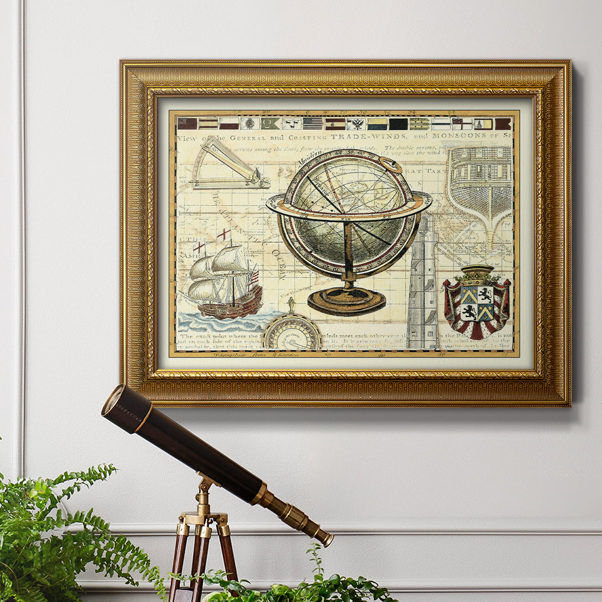 Nautical Map II Premium Framed Canvas- Ready to Hang