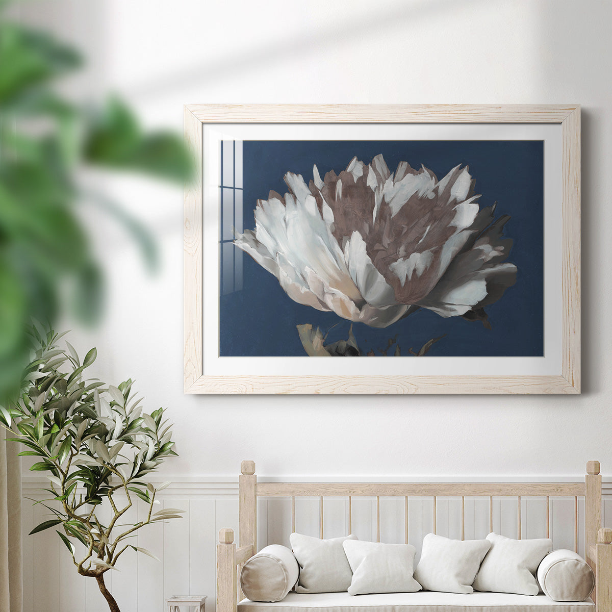 White Peony - Barnwood Framed Art Print