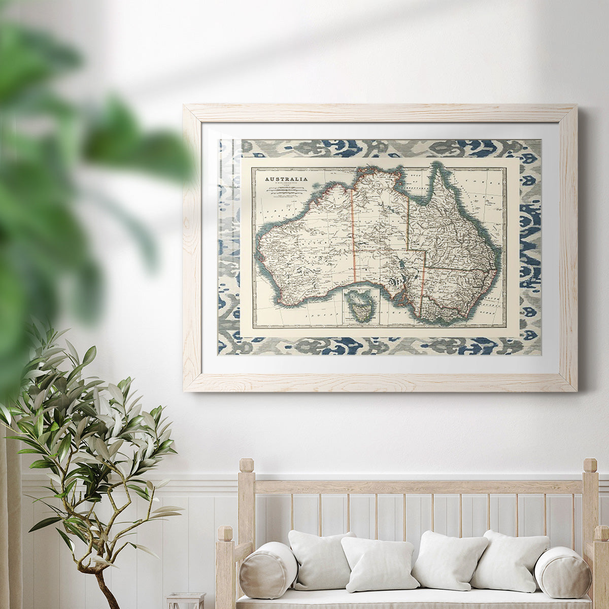 Bordered Map of Australia-Premium Framed Print - Ready to Hang