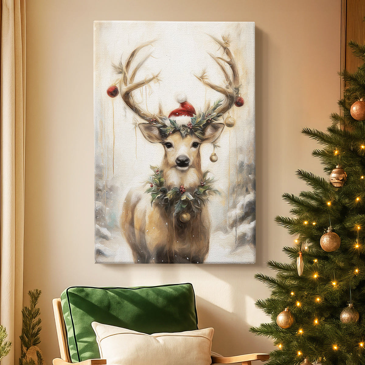 Midnight of Golden Yule - Canvas Art Print