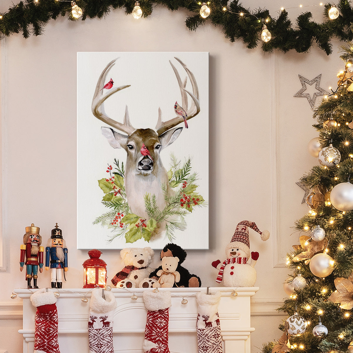 Holiday Deer Collection B - Gallery Wrapped Canvas