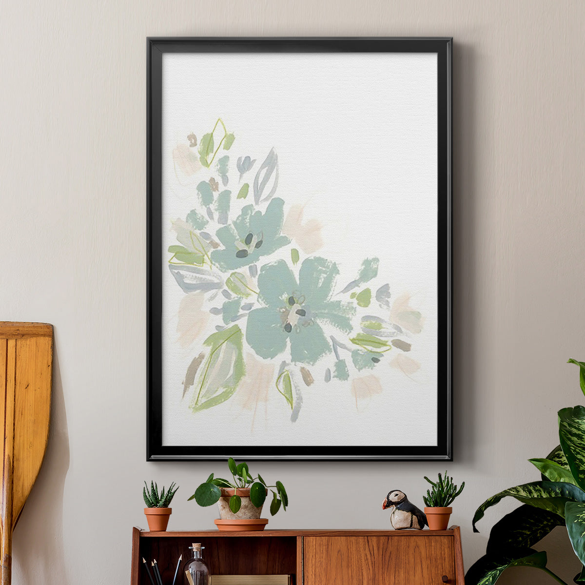 Seafoam Petals I - Modern Framed Canvas Print