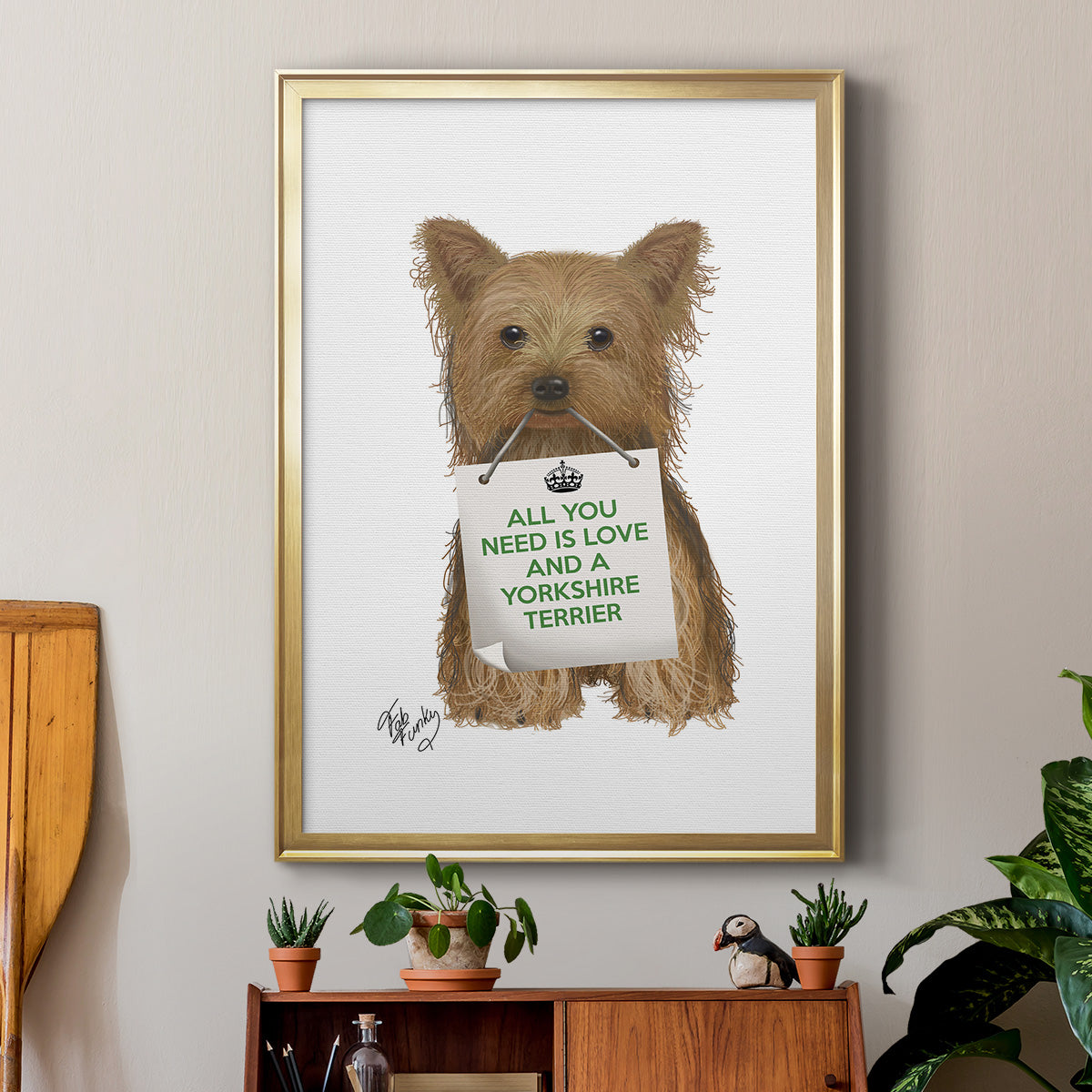 Love and Yorkshire Terrier - Modern Framed Canvas Print