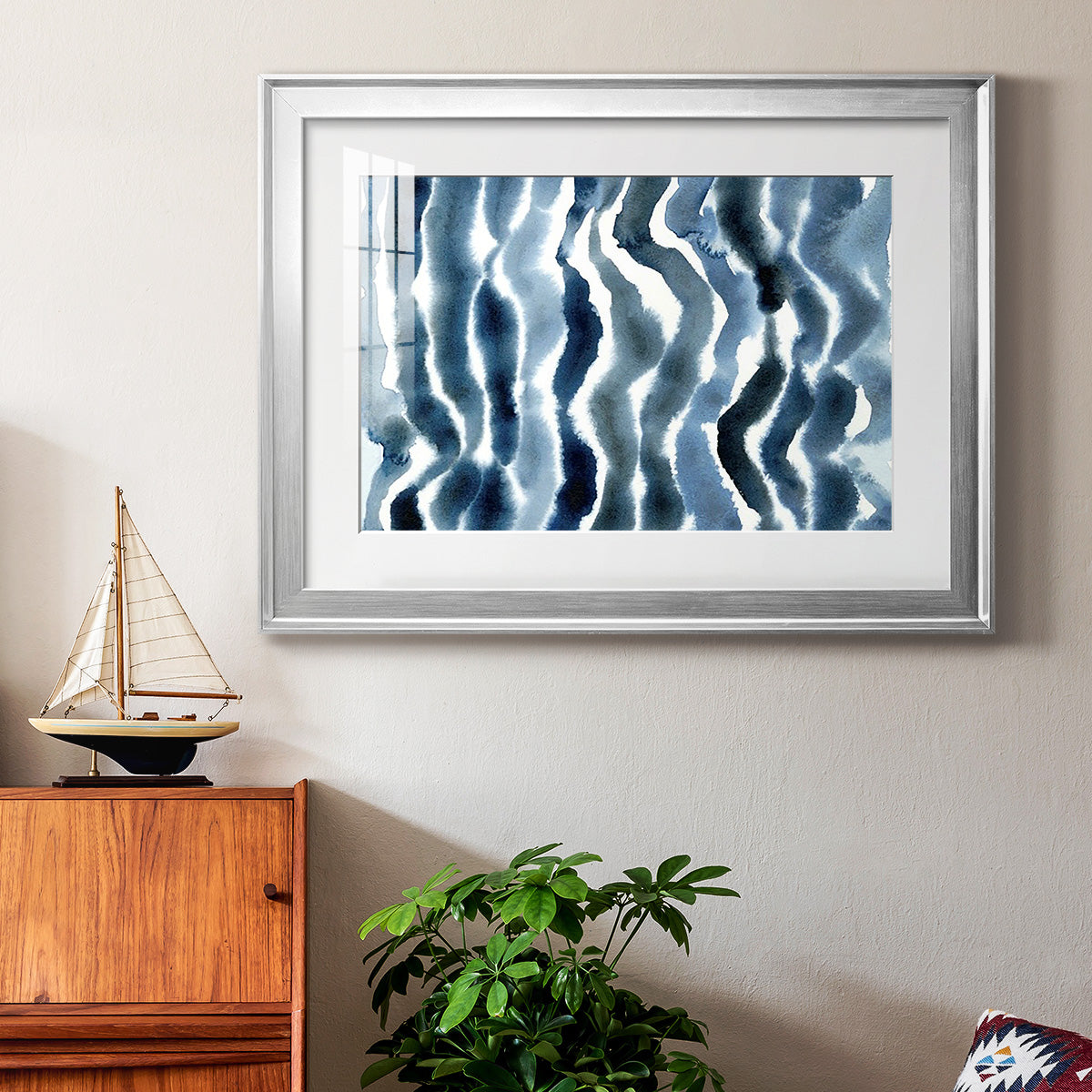 True Blue Wave II - Modern Framed Art Print