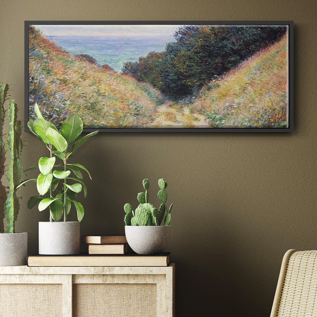The Path at La Cavée, Pourville - Floater Framed Canvas Print