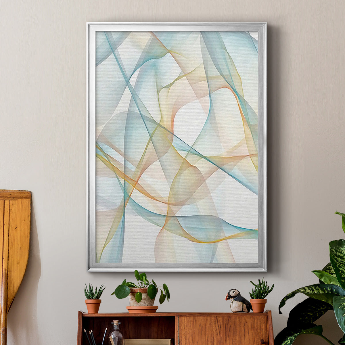 Curves and Waves III - Modern Framed Canvas Print