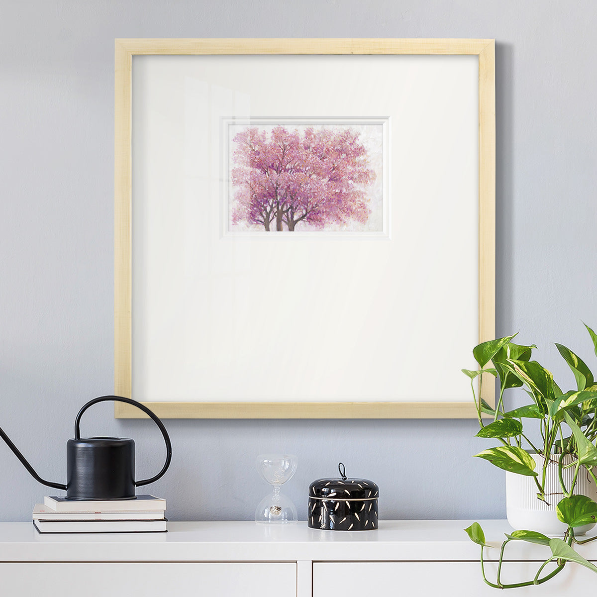 Pink Cherry Blossom Tree I Premium Framed Print Double Matboard