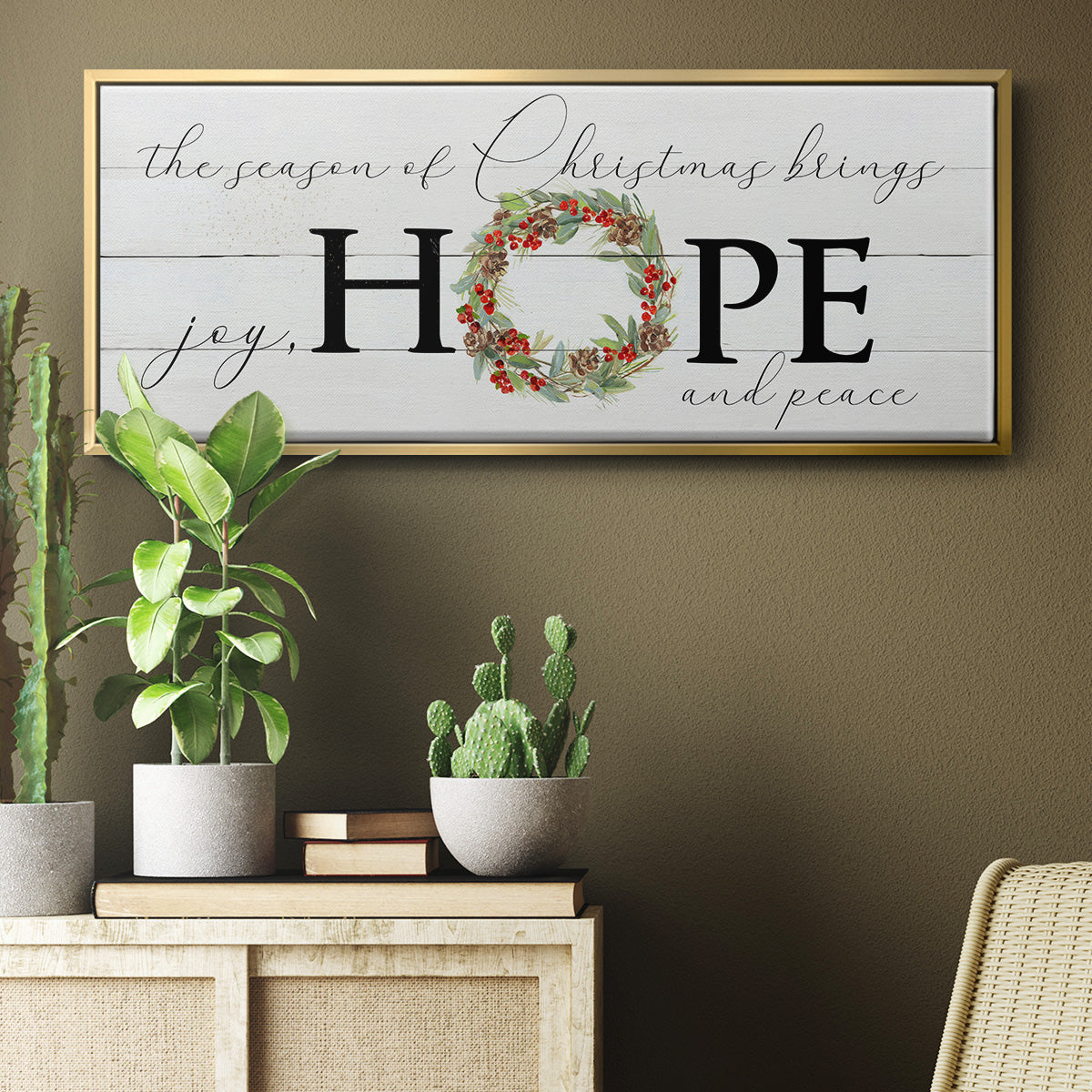 Joy Hope and Peace - Floater Framed Canvas Print