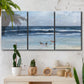 Three-panel canvas wall art featuring loose farmhouse style floral painting, displayed in a boho-chic entryway above a console table.
