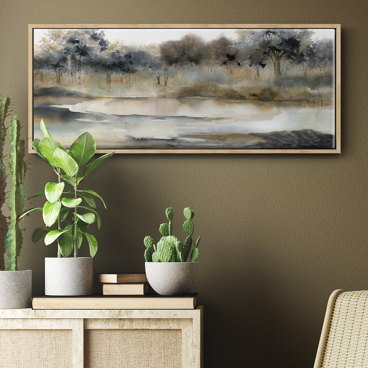 Serene River - Floater Framed Canvas Print