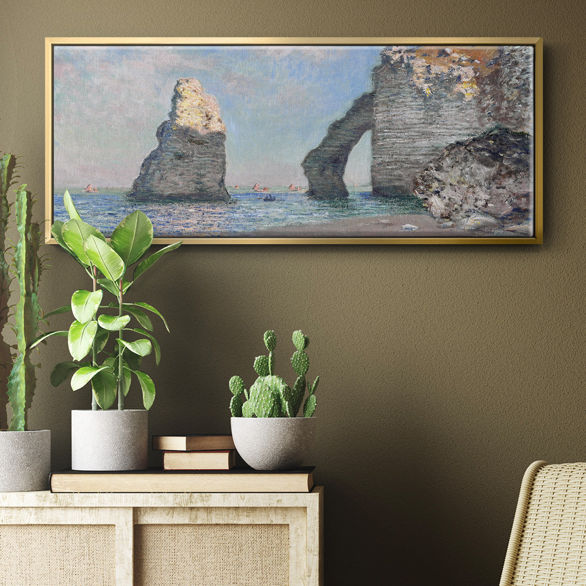 The Rock Needle and the Porte d'Aval, 1885 (Clark Art Institute version) - Floater Framed Canvas Print