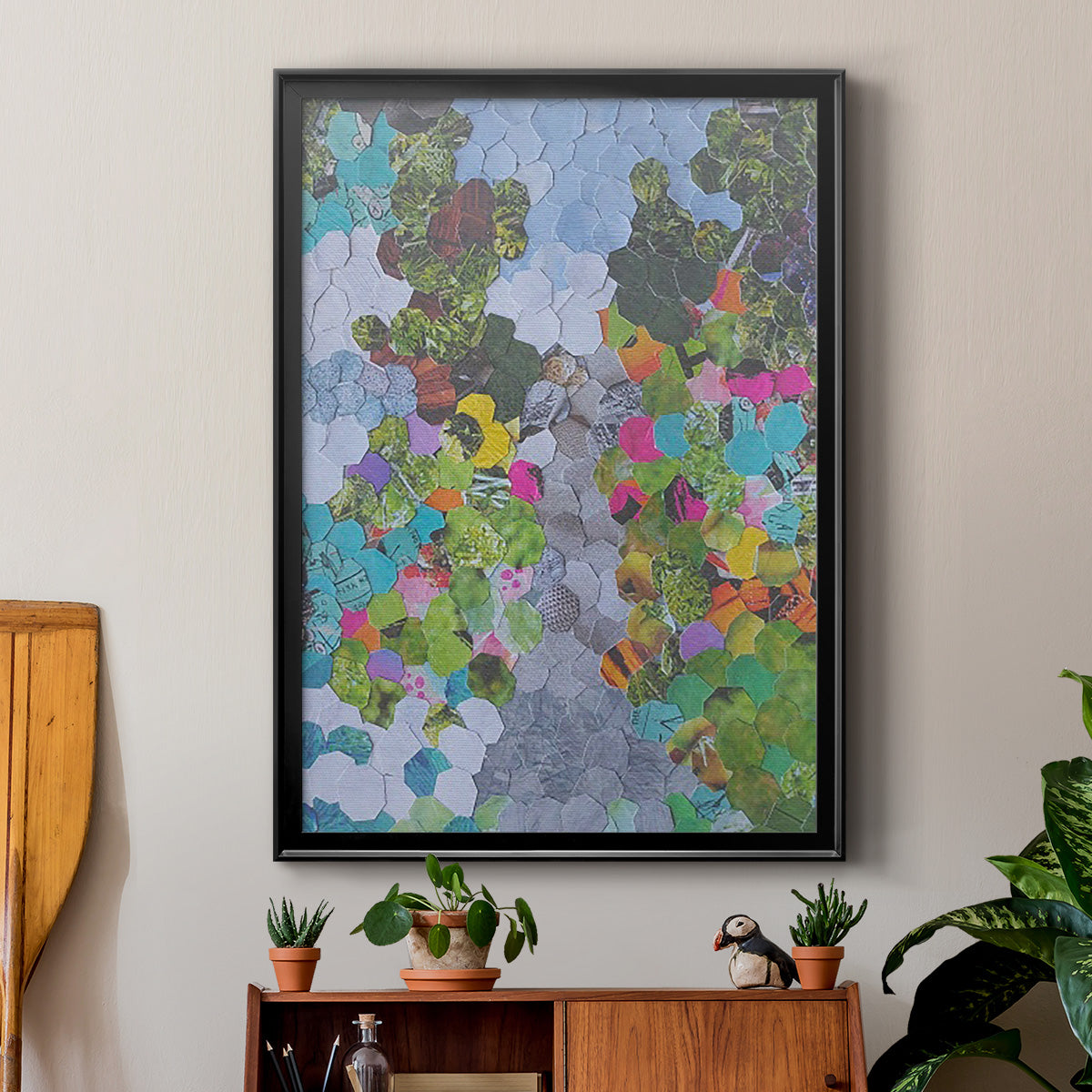 Magenta Garden - Modern Framed Canvas Print