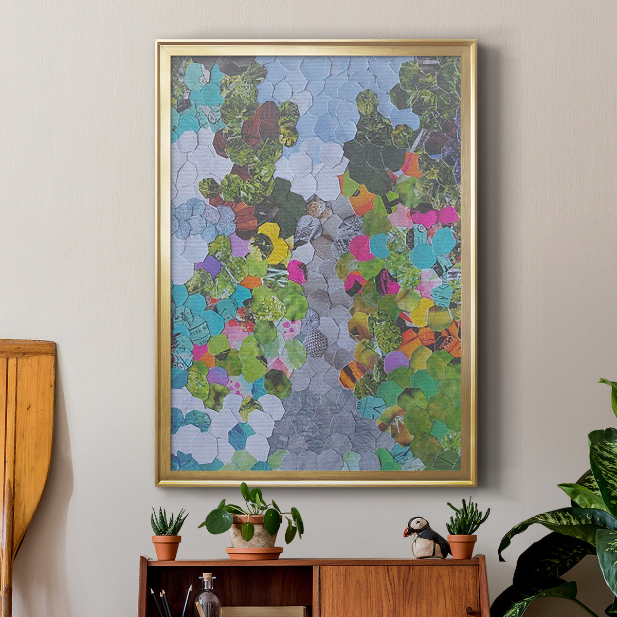 Magenta Garden - Modern Framed Canvas Print
