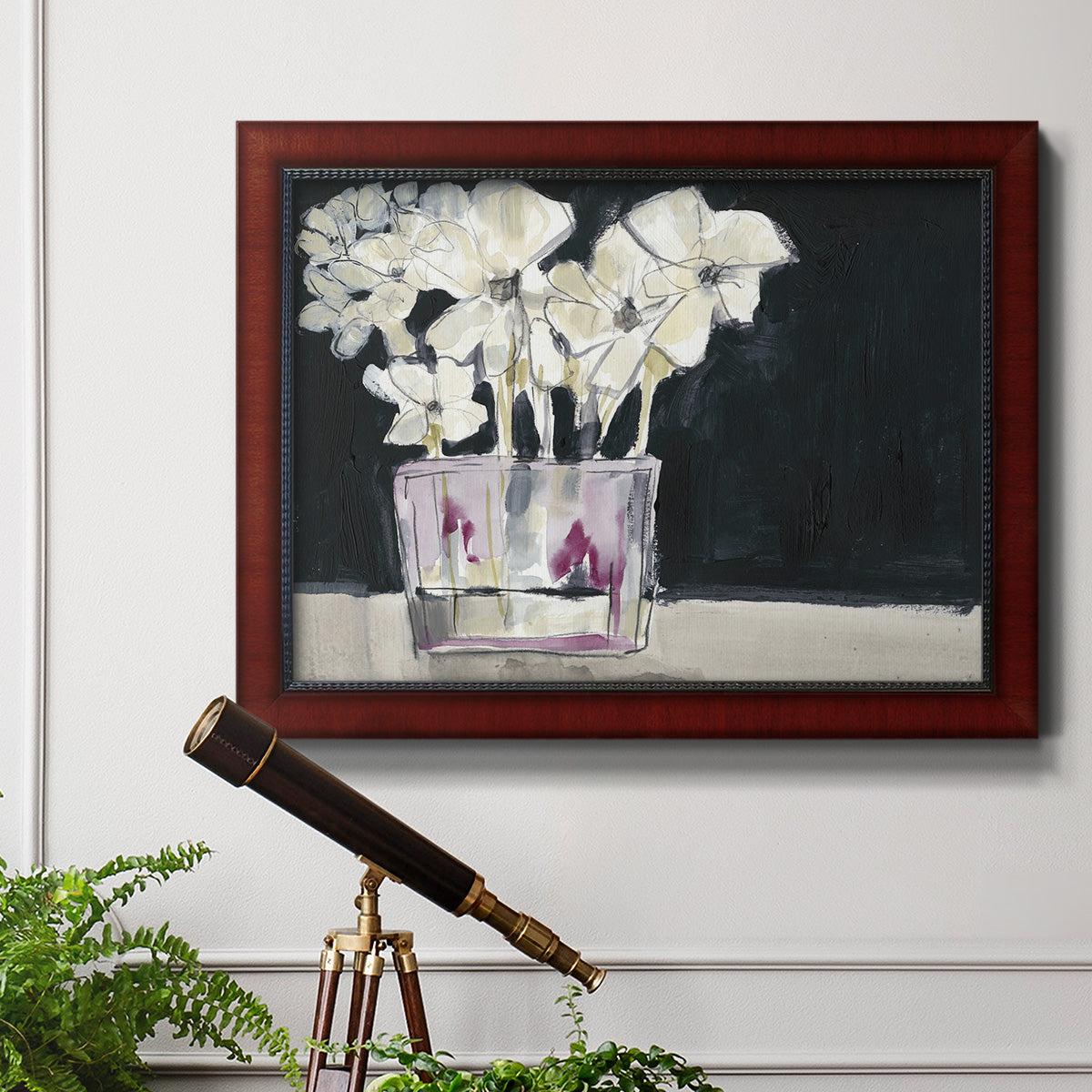 White Flowers in Fuchsia II Premium Framed Canvas- Ready to Hang