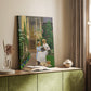 Canvas art print of a peaceful outdoor moment with figures among greenery styled in a home decor setting.