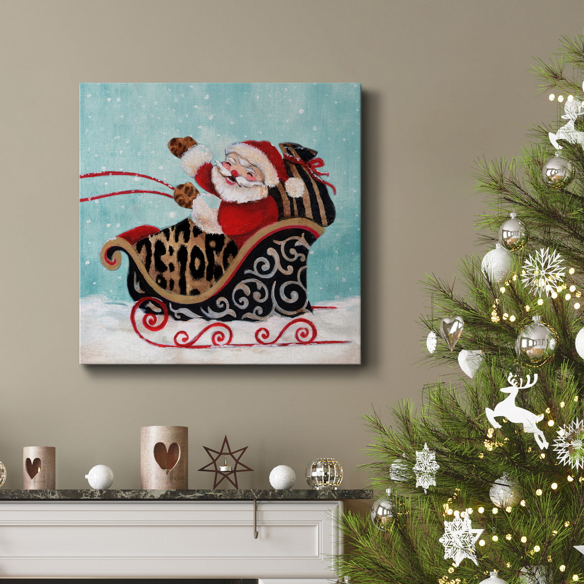 Santa And His Sleigh-Premium Gallery Wrapped Canvas - Ready to Hang