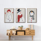 Snowman - Framed Premium Gallery Wrapped Canvas L Frame 3 Piece Set - Ready to Hang