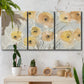 Three-panel canvas wall art featuring minimalist poppies at sunset, displayed in a boho-chic entryway above a console table.