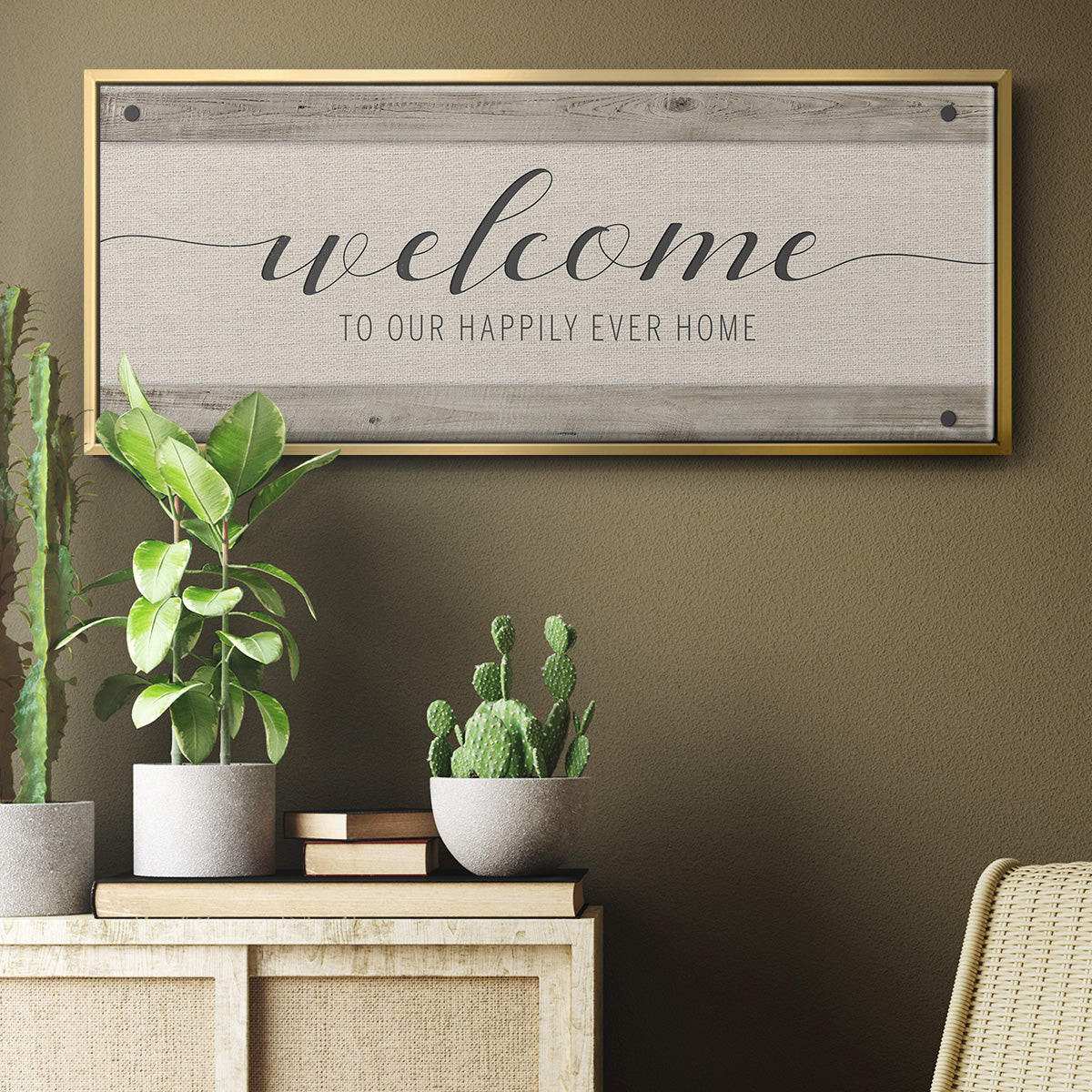 Happily Home - Floater Framed Canvas Print