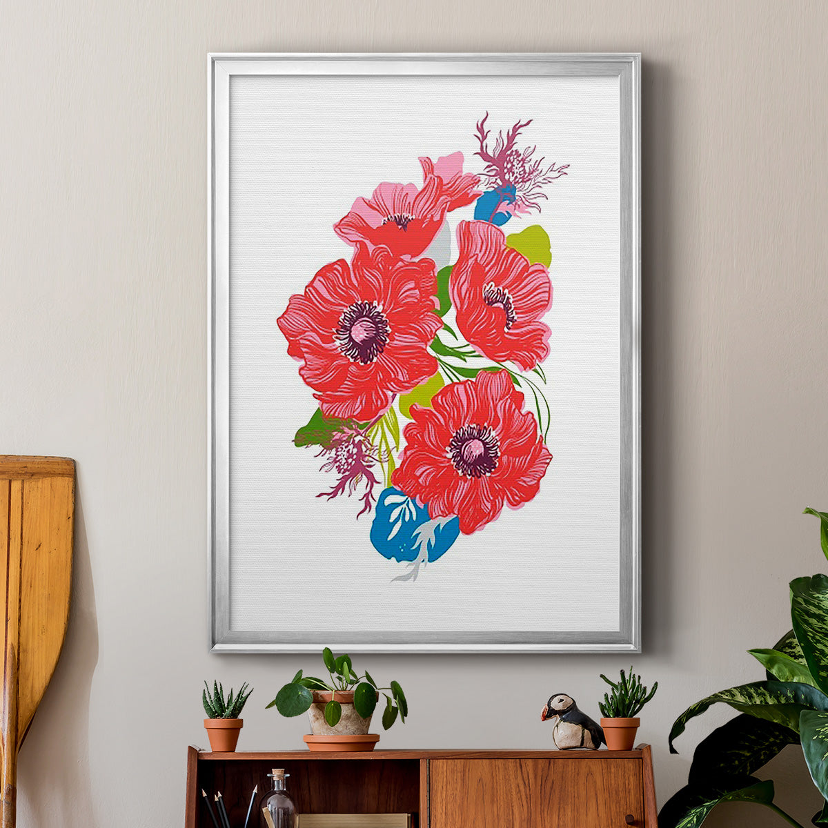 Brilliant Poppies I - Modern Framed Canvas Print