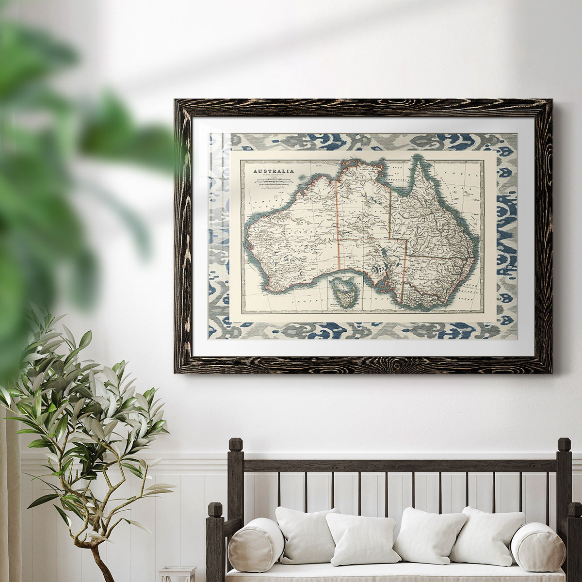 Bordered Map of Australia-Premium Framed Print - Ready to Hang