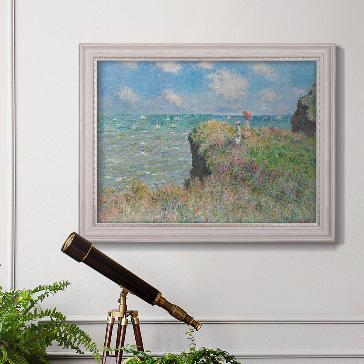 Cliff Walk At Pourville, 1882 - Ornate Framed Canvas Print