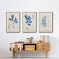 Blue Marine Algae VI - Framed Premium Gallery Wrapped Canvas L Frame 3 Piece Set - Ready to Hang