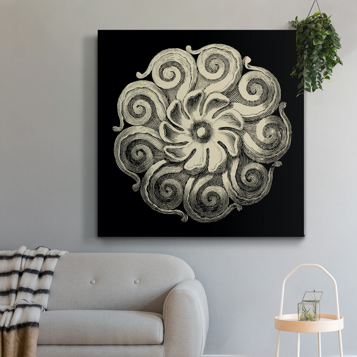 Black and Tan Rosette I - Canvas Art Print