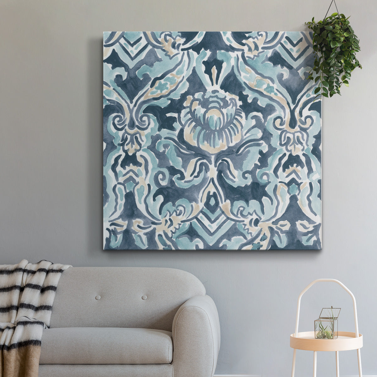 Blue & Khaki Motif IV - Canvas Art Print