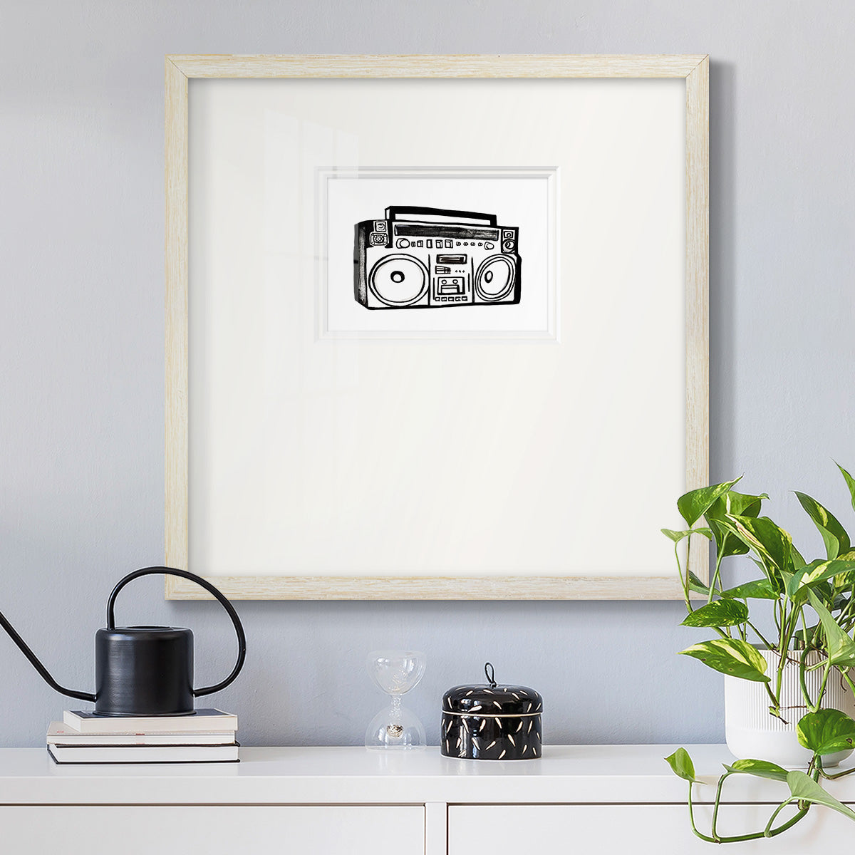 Boombox Sketch Premium Framed Print Double Matboard