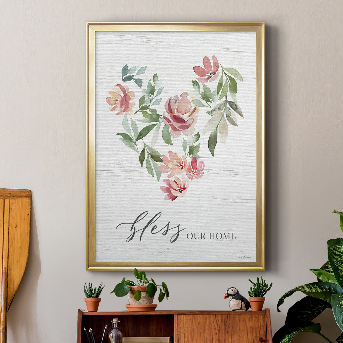 Paradise Floral Heart - Modern Framed Canvas Print