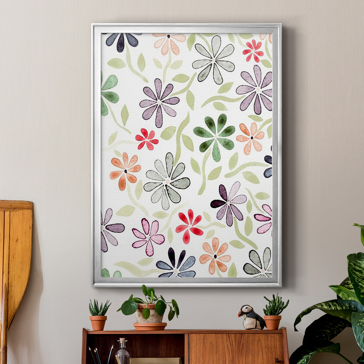 Faded Flowers II - Modern Framed Canvas Print