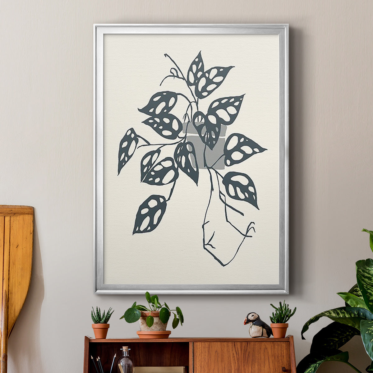 Growing Leaves III - Modern Framed Canvas Print
