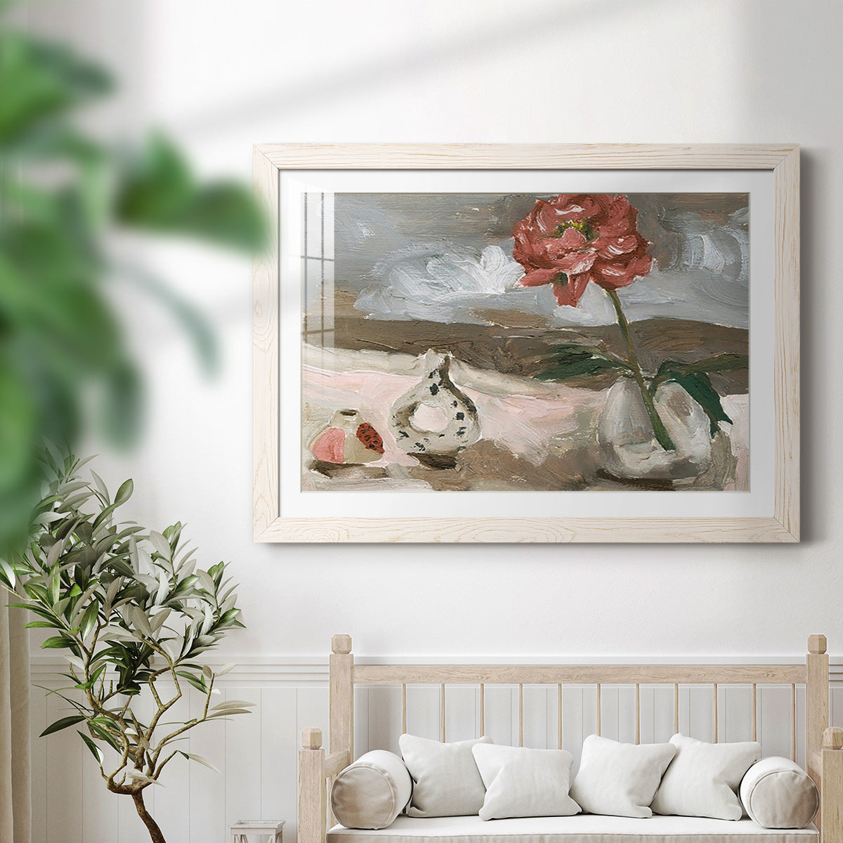 Vase of Pink Flowers IV - Barnwood Framed Art Print
