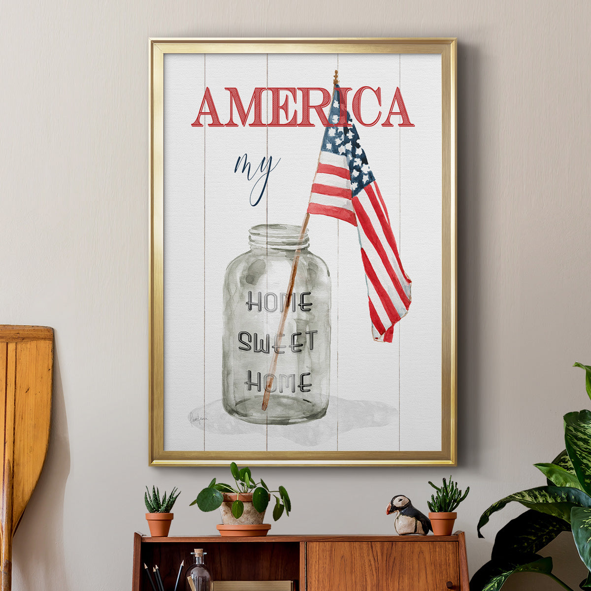 America My Home Sweet Home - Modern Framed Canvas Print