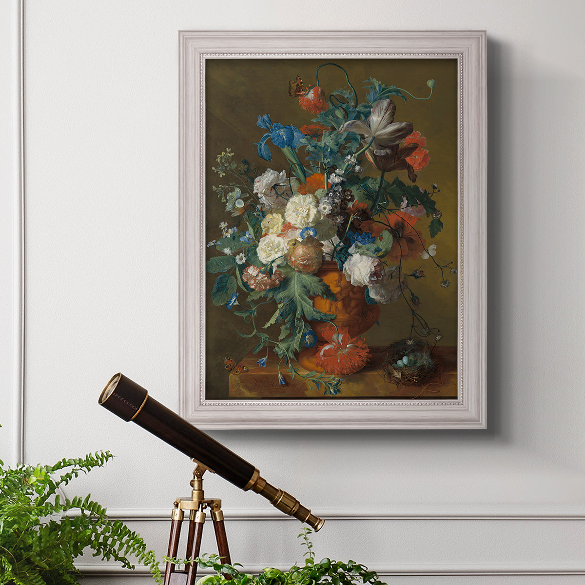 Flowers in an Urn - Ornate Framed Canvas Print