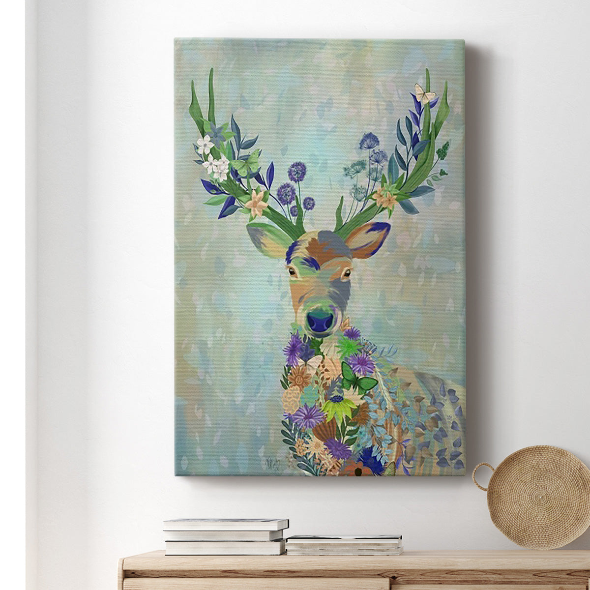 Fantastic Florals Deer, Portrait - Canvas Art Print