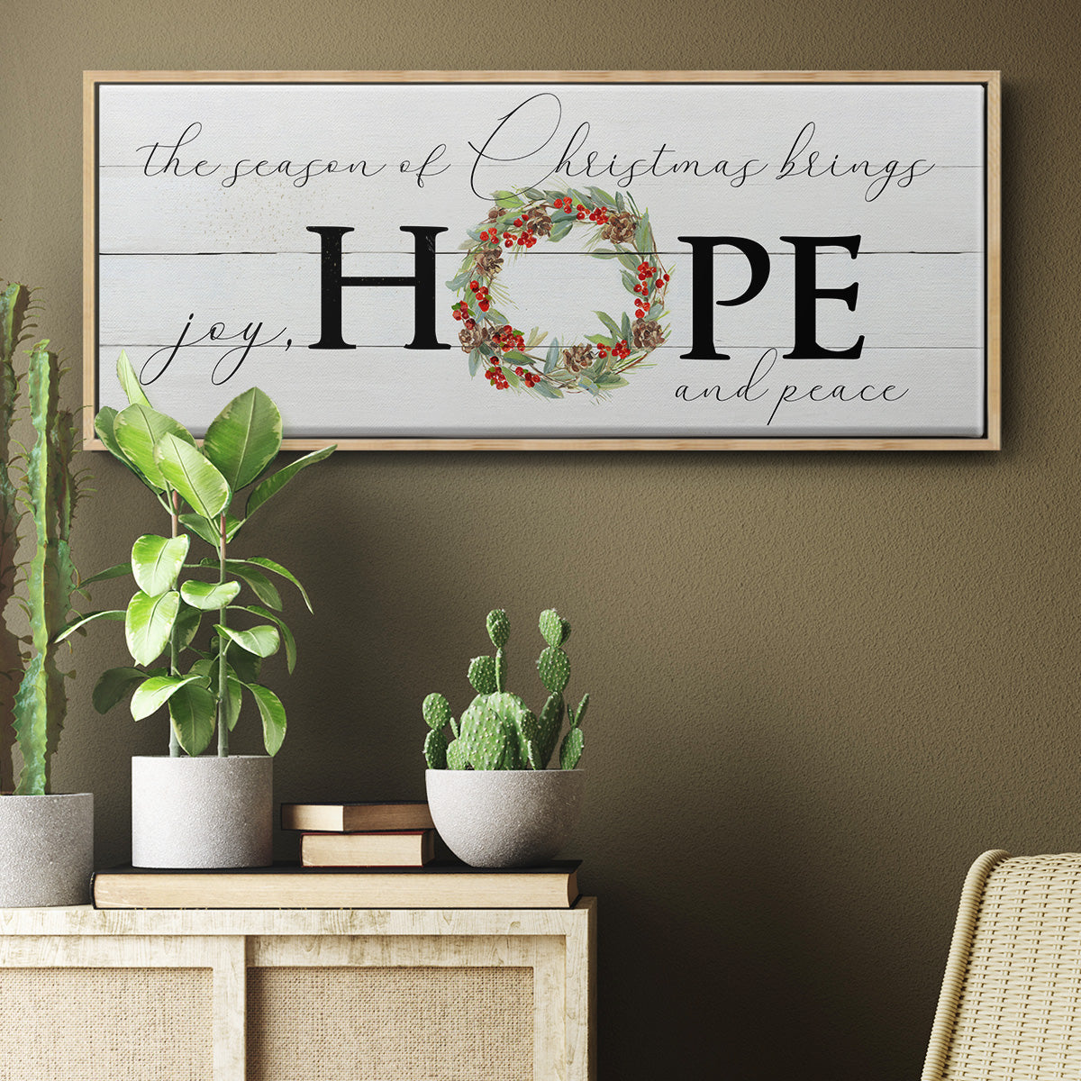 Joy Hope and Peace - Floater Framed Canvas Print