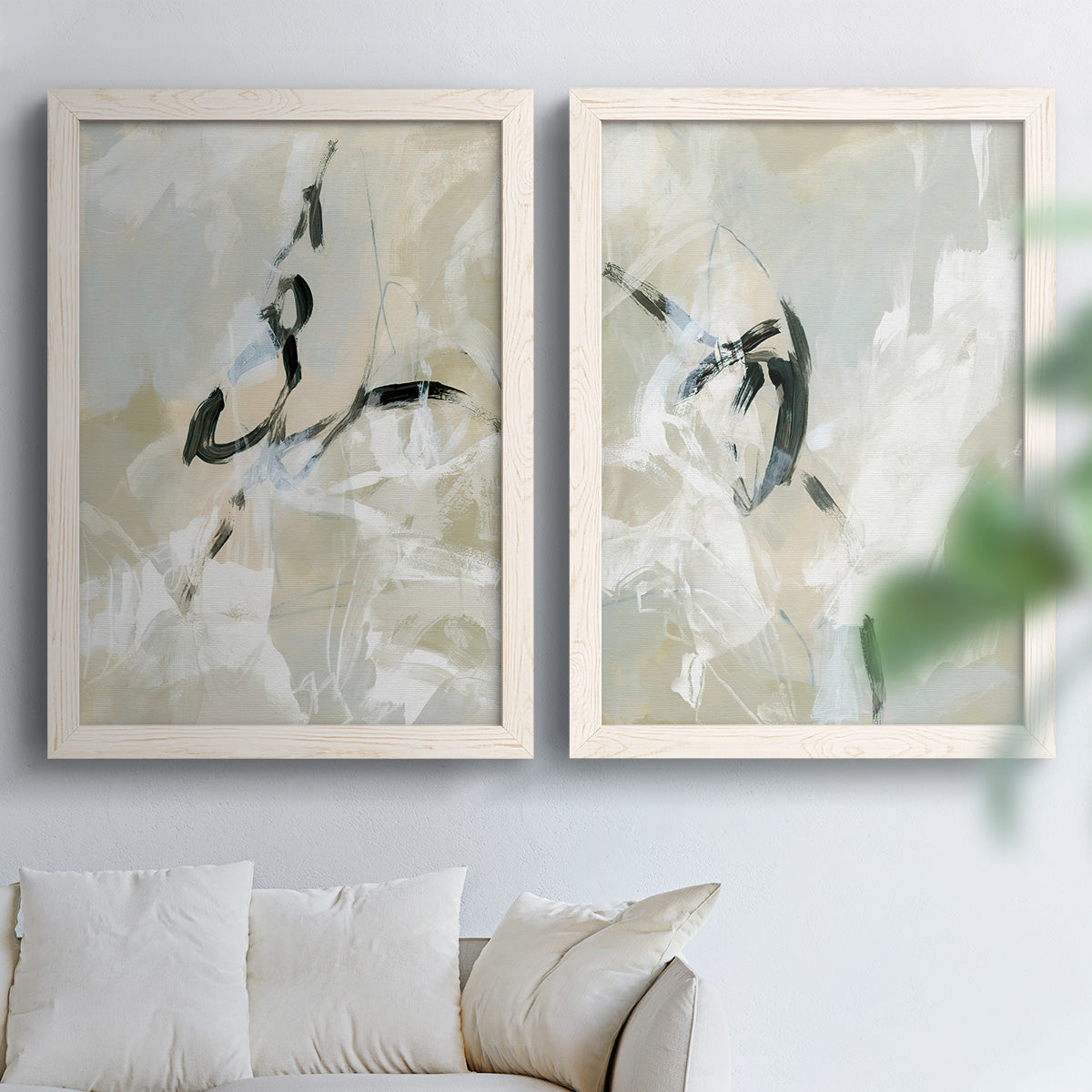 Scribble Veil I - Premium Framed Canvas 2 Piece Set - Ready to Hang