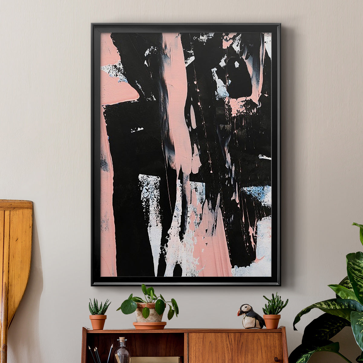 Black & Blush I - Modern Framed Canvas Print