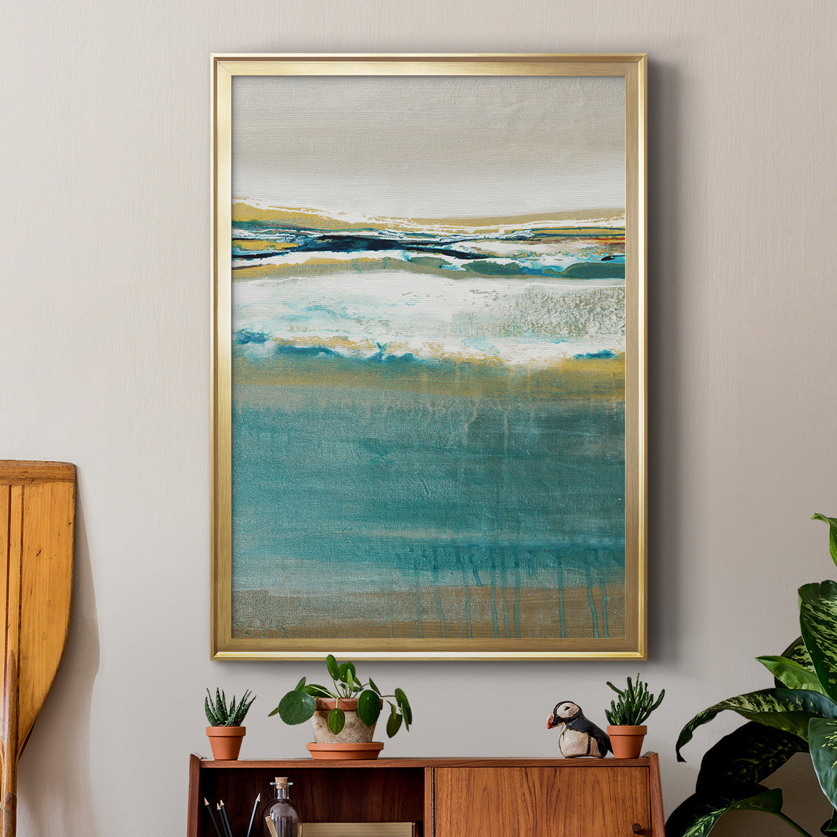 Aqua Quartz V2 - Modern Framed Canvas Print