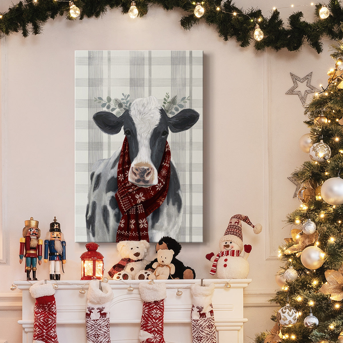 Yuletide Cow I - Gallery Wrapped Canvas