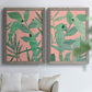 Pink and Green Birds of Paradise I - Premium Framed Canvas 2 Piece Set - Ready to Hang