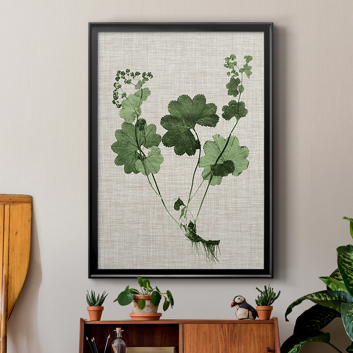 Forest Foliage on Linen I - Modern Framed Canvas Print